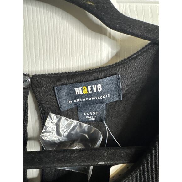 Anthropologie Maeve Endless Rose Textured Muscle Tee Black Size L - Picture 3 of 7